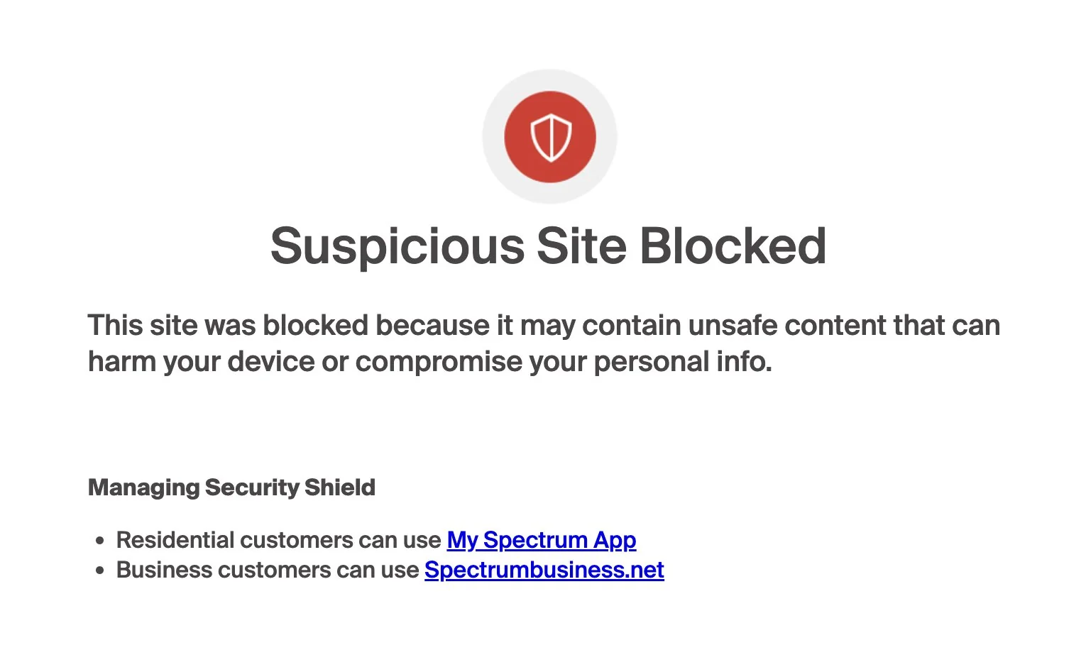 Spectrum Blocked Page